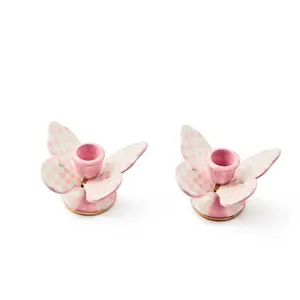 Rosy Check Butterfly Candle Holders- Set of 2