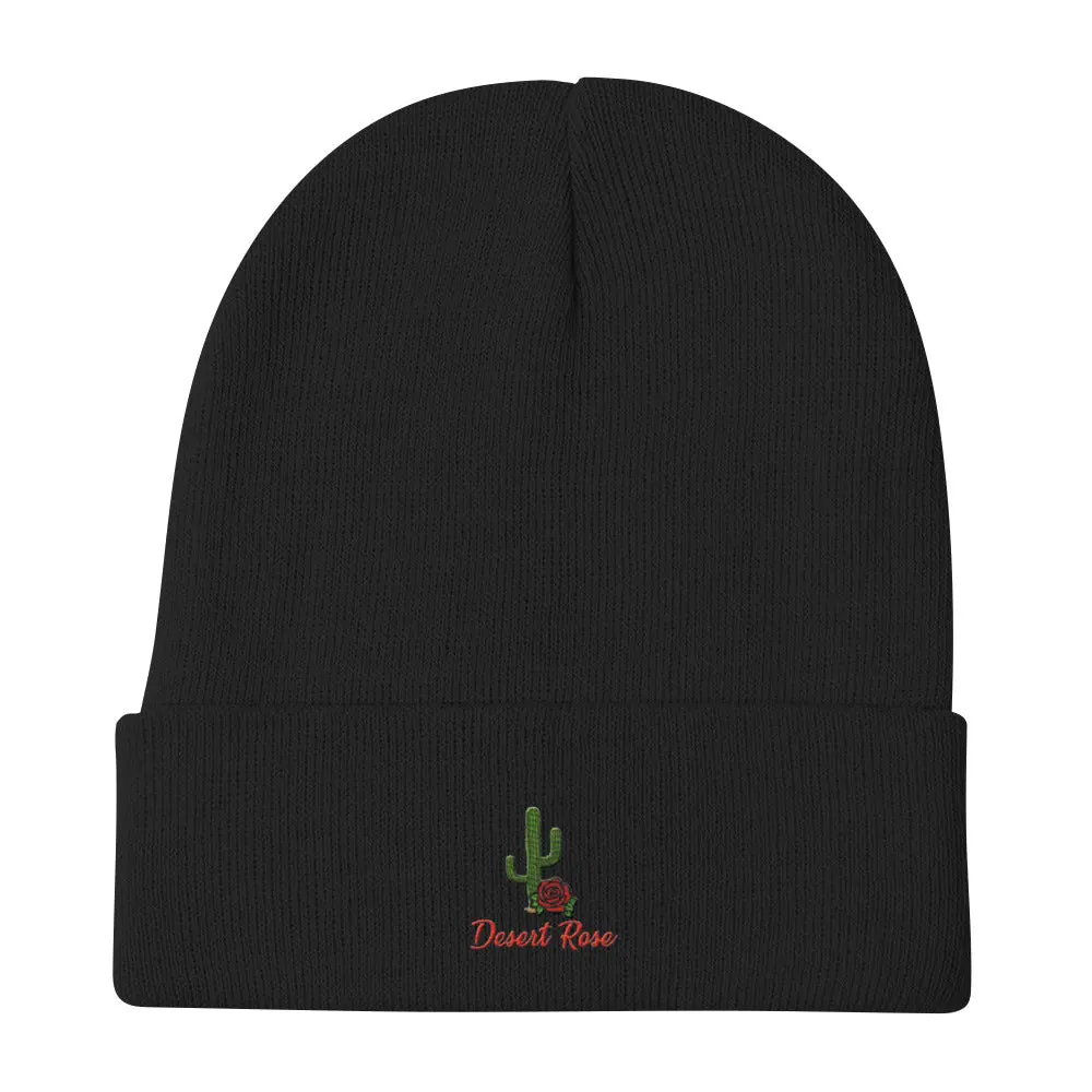 Desert Rose Embroidered Beanie