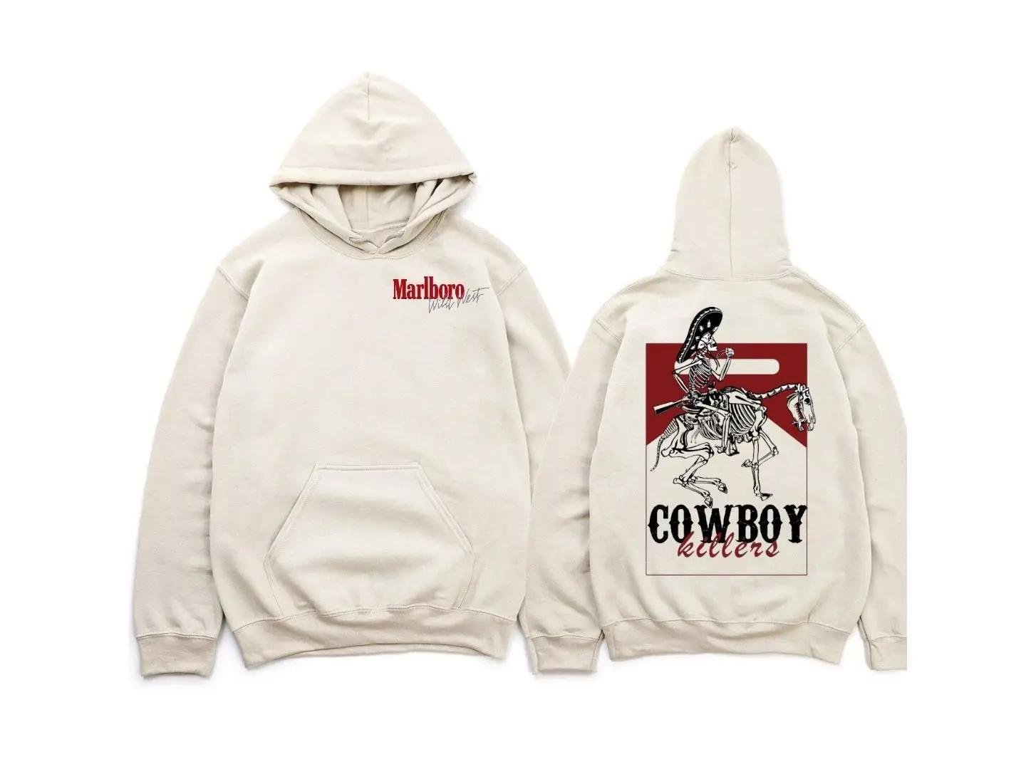 MARLBORO Cowboy Killer Hoodie,2 side-Crewneck GIldan T-shirt, Cowboy Killer Shirt, Unisex SweatShirt