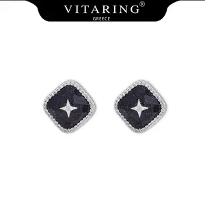 VITARING White Gold Plated Zirconia Inlaid 925 Silver Post Hypoallergenic Short Tassel Earrings Light Luxury Greek Niche Designer Brand Gift Boxed - Valentine's Day & Mother's Day Present for Mom
