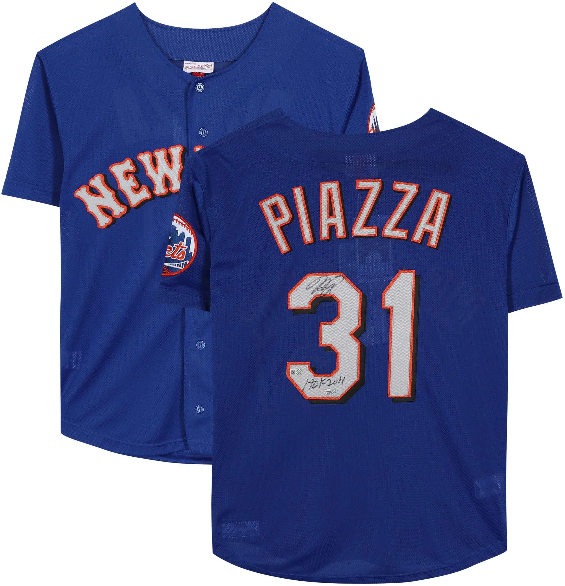 Mike Piazza New York Mets Autographed Mitchell and Ness Blue Batting Practice Replica Jersey with "HOF 2016" Inscription - Fanatics Authentic Certified