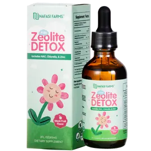 Nafasi Farms Zeolite Detox Drops with NAC Chlorella 2 FL OZ 60 mL Dietary Supplement Sweet Monk Fruit Flavor Capsules