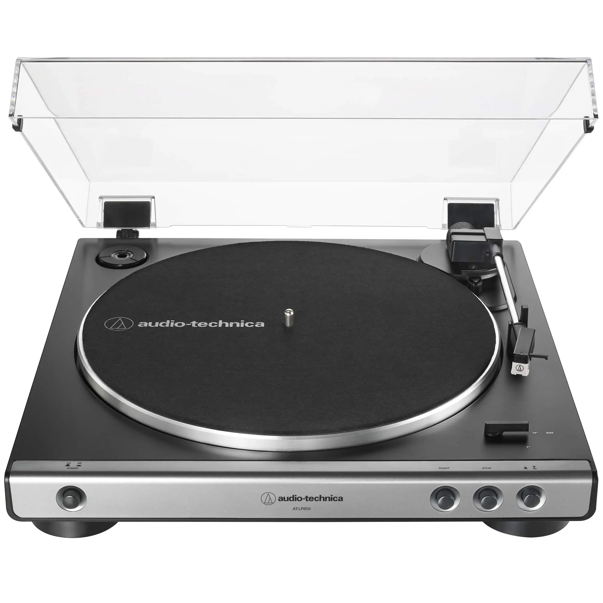 Audio-Technica AT-LP60X-GM Fully Automatic Belt-Drive Stereo Turntable (Gunmetal/Black) for Collectibles, High-Fidelity Audio, 33-1/3 and 45 RPM Vinyl Records, Dust Cover, Anti-Resonance, Die-Cast Aluminum Platter, Built-In Switchable Phono Preamplifier