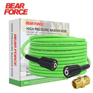 BEAR FORCE Super Flexible Pressure Washer Hose M22 Brass Fitting 32ft 1/4" * 2900PSI, Kink BEAR FORCE Resistant Extension Hose, Power Washer Hose Replacement for Ryobi, Troy Bilt, Greenworks, CRAFTSMAN Most Brand Power Washer