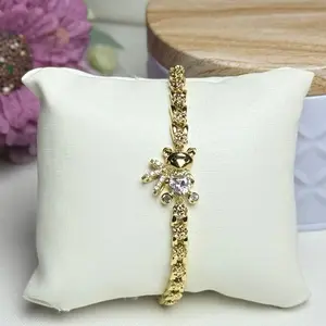 Bears Bracelet - Gold-Toned Design with Bear Charm and Sparkling Details