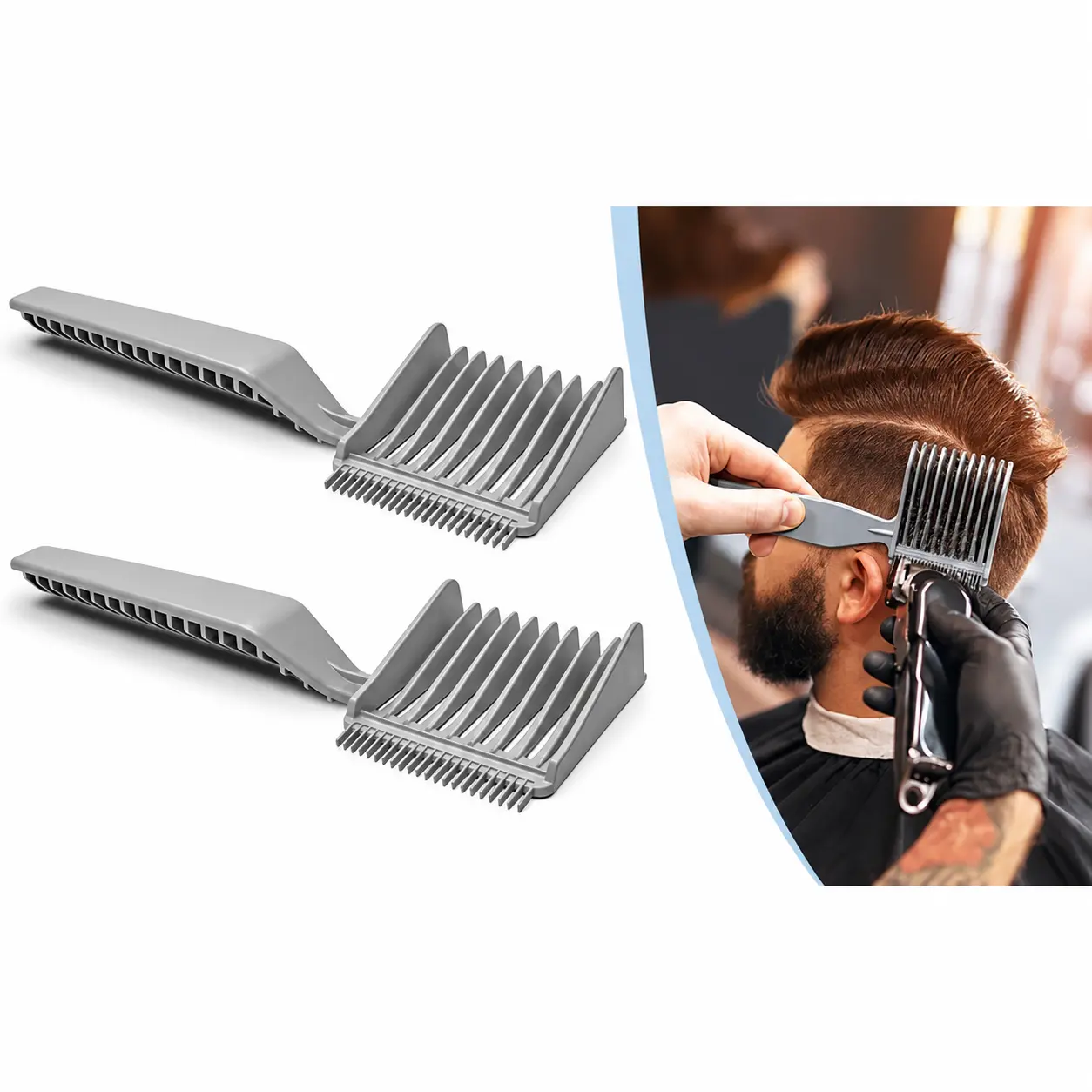 Men's 2-Pack Long Handle Barber Hair Comb Set, Professional Barber Styling Tools, Rounded Scratch-Safe Teeth, Anti-Static Anti-Frizz Salon Fade Hair Cutting Tools for Salon & At-Home Fade Haircuts