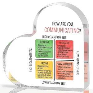 Mental Health Gift, Counselor Gift, Office Essential, Healthy Coping Skills Decor, Anxiety Acrylic Heart Sign, Positive Gift, Heart Plaque