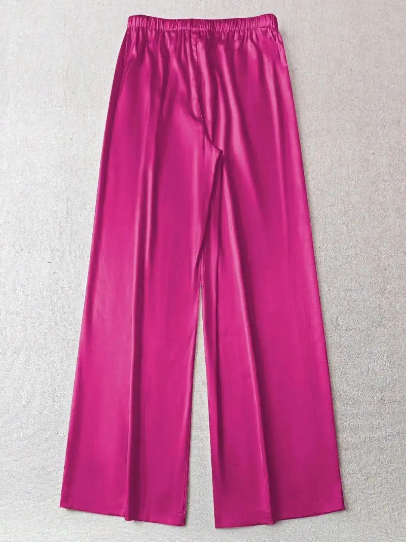 Women's Effortless Casual Glossy Satin Low Waist Wide Leg Pants, Suitable For And Commute, Spring Summer Clothing Baggy Loose Leg Palazzo legged, tailored comfort, sleek line, flattering drape