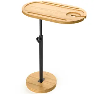 NiHome Large Swivel TV Tray Table with Thickened Stable Non-Tipping Base, Adjustable Height Couch Table Tray, End Table, Bathtub Side Tray Table 360° Rotating