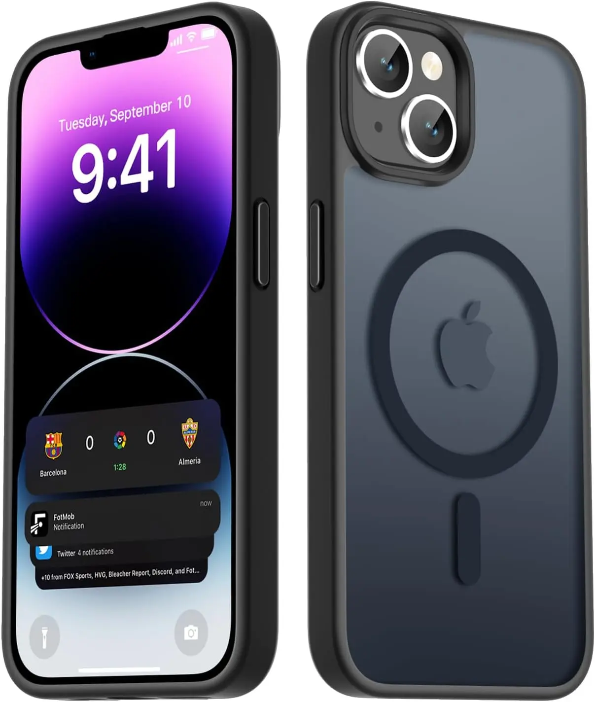 for iPhone 14 Case & iPhone 13 Case, Magnetic Phone Cover, Compatible with MagSafe, Military Grade Protection, Translucent Matte Frosted Back, Black