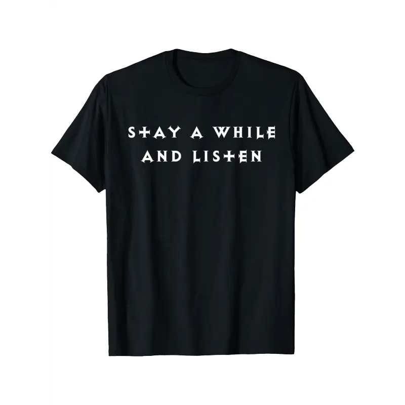 Men's 'Stay Awhile and Listen' Gaming All Over Print T-Shirt - Menswear, Shortleeve, 100% Cotton Fabric, Casual Round Neck, Foldable Top, Shortsleeve, Crew Neck
