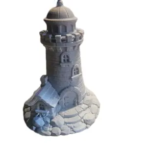 Lighthouse Statue with Stone Base and Detailed Architecture for Home Decor