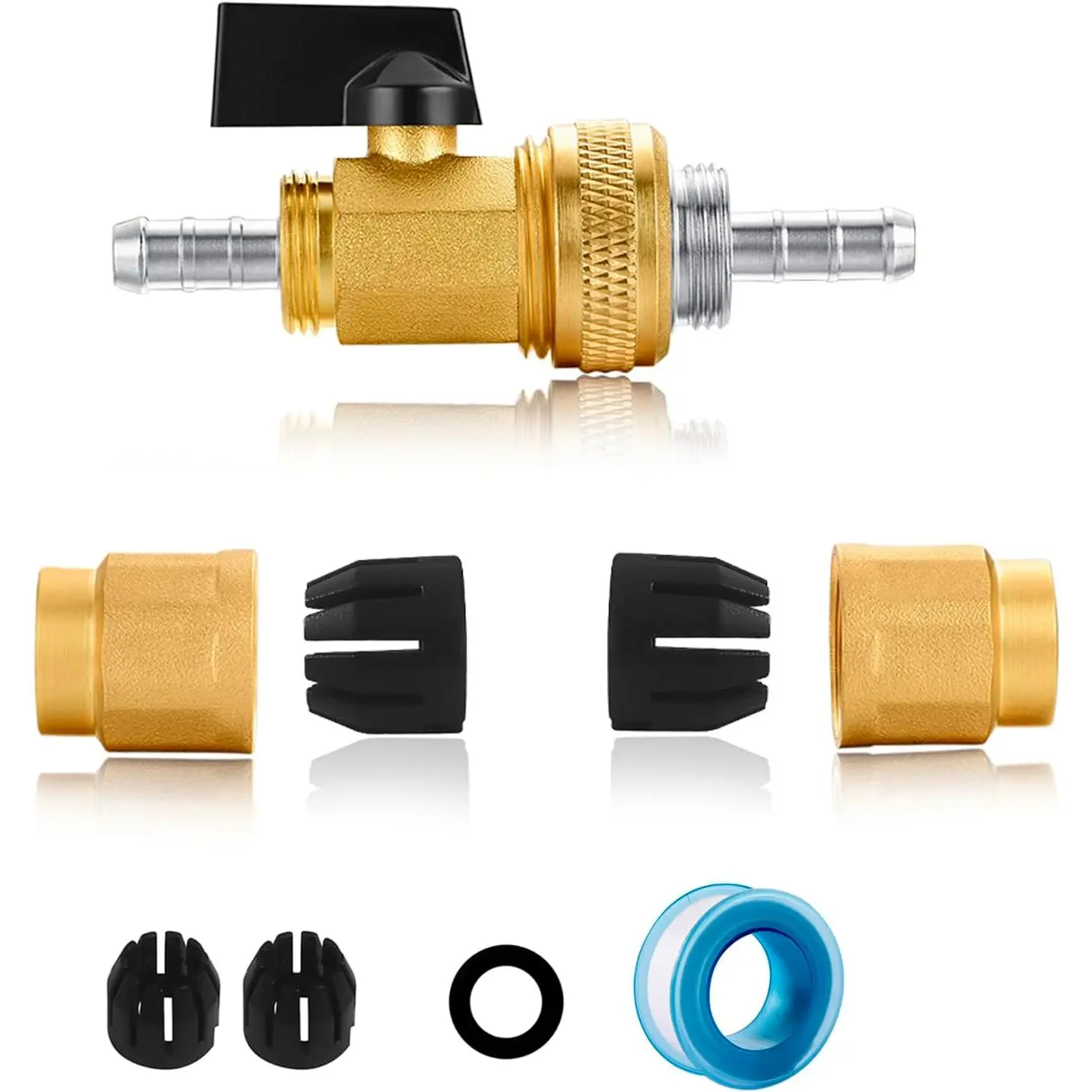 Expandable Hose Repair Kit, 0.353"Barb with GHT Female Fittings & GHT Male Ball Valves, Brass Construction 1 Sets