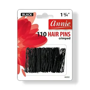 Annie 1¾" Crimped Hair Pins (Black)