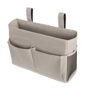 Bedside Caddy Hanging Bed Organizer Storage Bag Pocket for Bunk and Hospital Beds, College Dorm Rooms Baby Bed Rails, Camp 4 Pockets and 2 Hooks Adjustable Waterproof