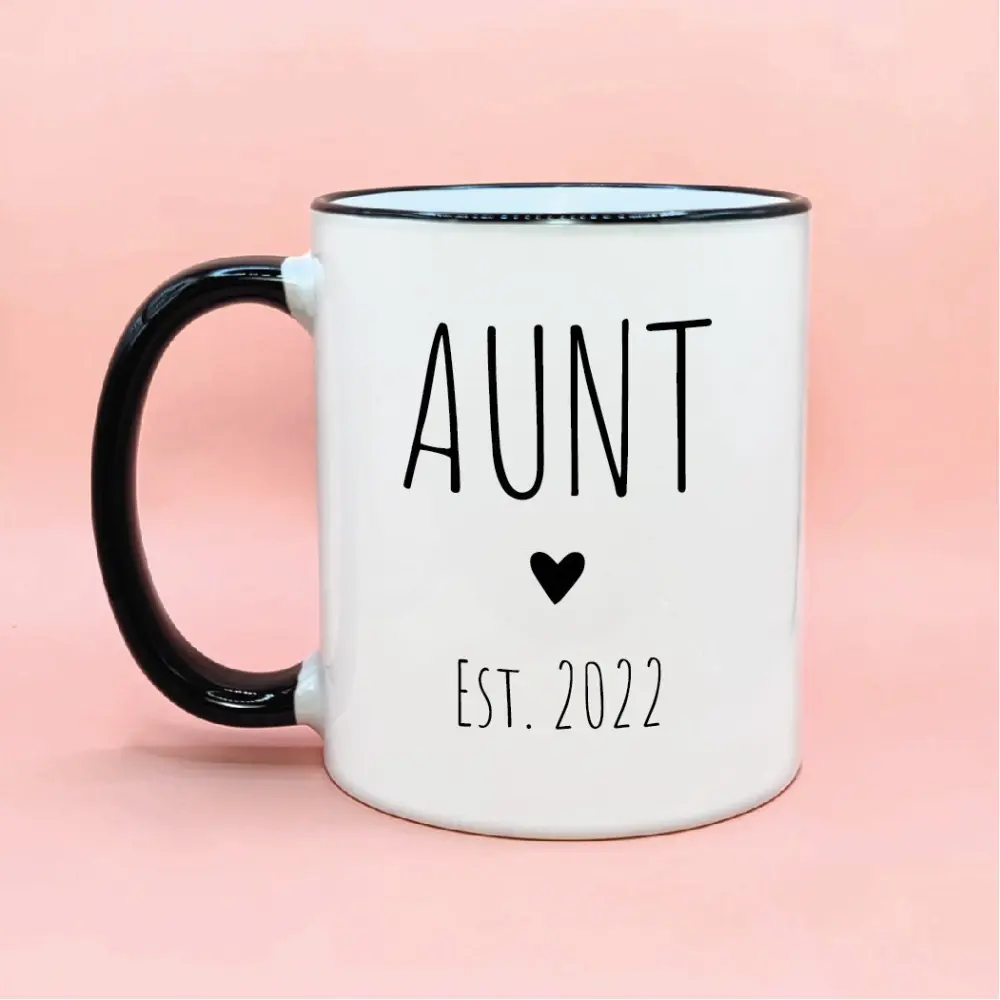 Aunt Est #1, New Aunt Gift Idea, Cute Aunt Coffee Mug, Baby Reveal Aunt Gifting Idea, New Baby Aunt Coffee Cup Gift, Personalized Aunt Gift