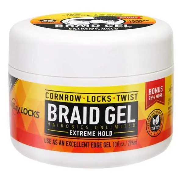 All Day Locks Braid Gel Extreme Hold 10 oz - Flak-Free and Long-Lasting Haircare