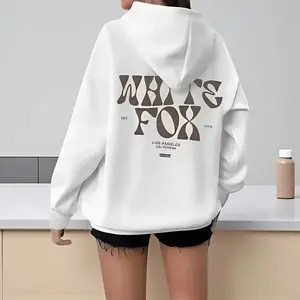 White Fox Hoodie, European Style Fleece Hoodie, Trendy Hoodie Pullover, Casual Winter Gift, Fleece Hoodies