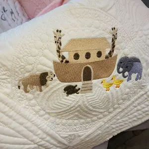 Embroidered Baby Quilt with Noah's Ark