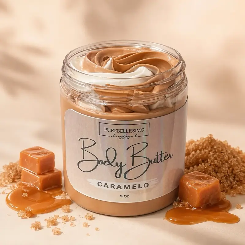 Purebellissimo Caramel Body Butter 9 oz - Rich & Creamy Moisturizer for Soft Skin