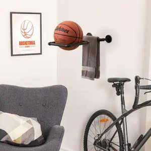 Wall-Mounted Black Industrial Pipe Ball Storage Rack