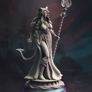 Tiefling Moon Cleric - Tharia Moonshadow | 3D Printed Miniature | DM Stash