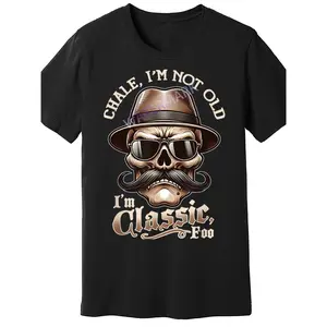 Men's "I'm Not Old, I'm Classic Foo" Graphic Tee - Funny Cholo Chicano Lowrider Design, Black Cotton Short Sleeve T-Shirt, Casual Round Neck, Machine Washable, Allseason Apparel| Playful Design| Graphic Print Shirt