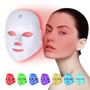 Red LED phototherapy mask, daily photorejuvenation care equipment at home, portable beauty, rechargeable, ideal gift for women, skin care product face, 7-color LED light facial mask