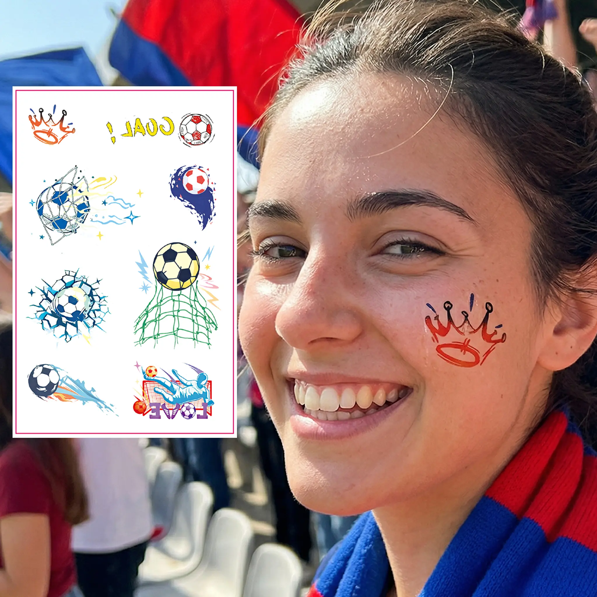 Soccer Temporary Tattoos 10 Sheets Party Favors for Kids Adults Soccer Birthday Party Supplies Skin Friendly Easy Remove