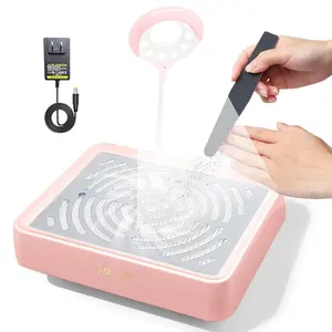 Nail Dust Collector with Lamp – Powerful Nail Vacuum Fan 40W Dust Collector Extractor Electric Dust Suction Machine with Reusable Filter for Acrylic Gel Nails Polishing, Low Noise, Pink