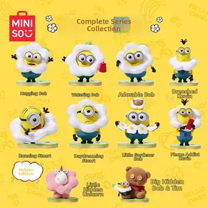 MINISO Official Minions Flower Garden Series Blind Box Figure | Summer Sale Back to School Gift | Cute Bob Stuart Kevin Anime Mystery Box Desk Decor Toy