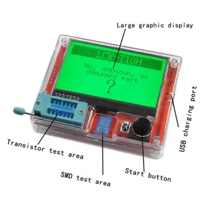 1pc LCR-T10H Transistor Tester Multimeter for Diode Triode MOS/PNP/NPN Capacitor Resistor Transistor Replace