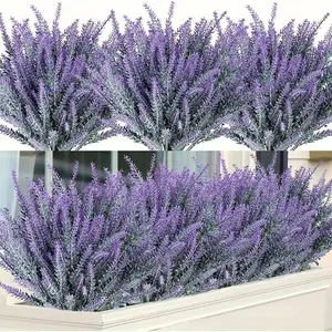 12 Bundles of Vibrant Purple Artificial Lavender Flowers - Long-Lasting, All-Season Decor for Home, Wedding, Kitchen, Garden, Patio, Window Box, Office, Table Centerpieces - No Fading, No Maintenance, Perfect for Indoor and Outdoor Use