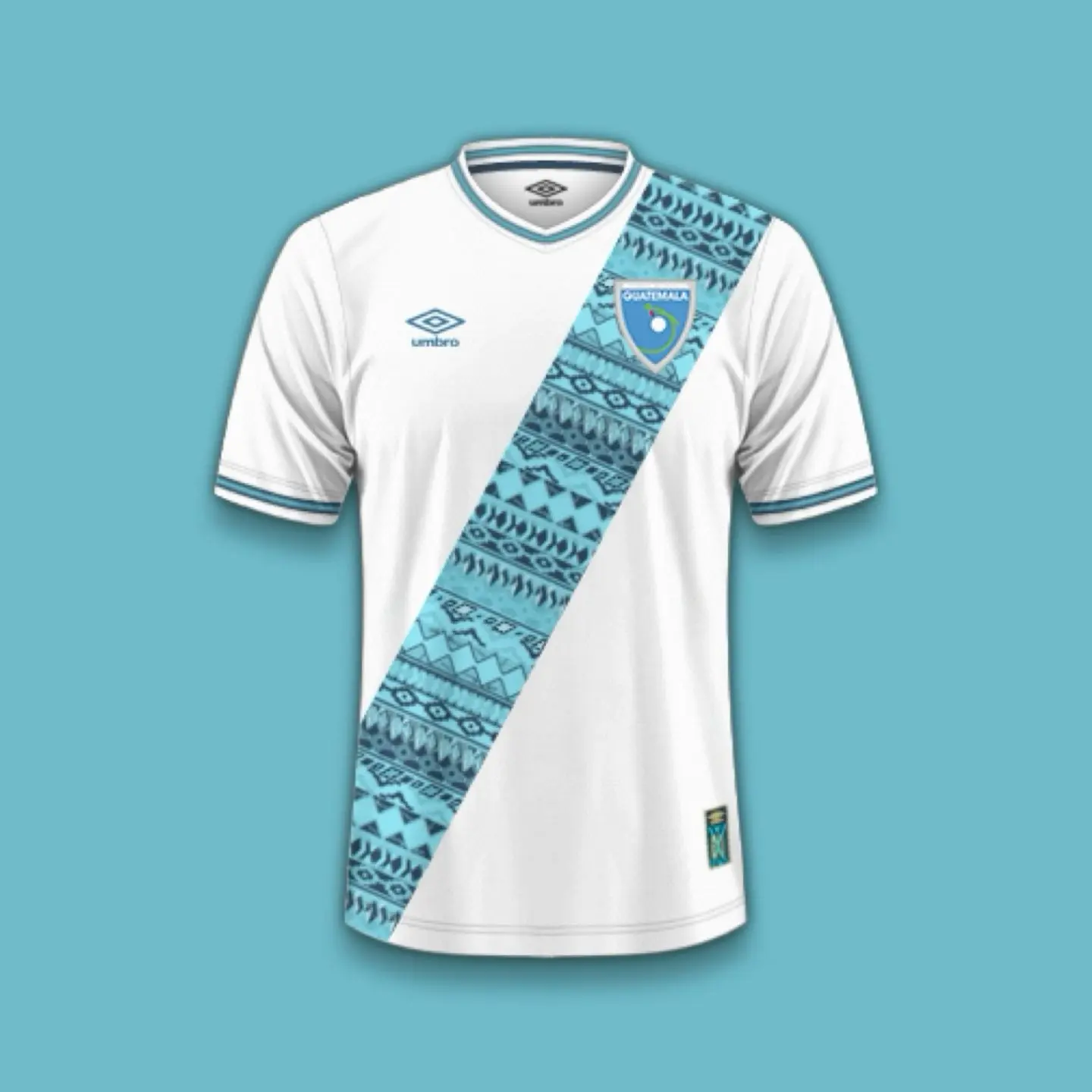 Guatemala 2026/2027 Home Soccer Jersey | White & Sky Blue Diagonal Football Shirt | Men’s Short Sleeve National Team Fanwear | Match Day Supporter Top