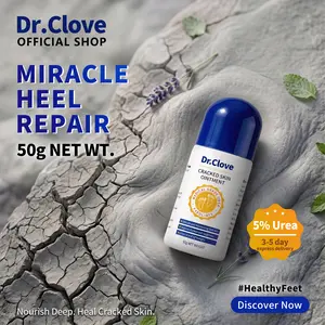 Dr.Clove 5% Urea Foot Cream for Dry Cracked Heels - Get Baby Soft Feet in 3-5 Days, Intensive Roller-ball Repair Ointment for Callus & Roughness