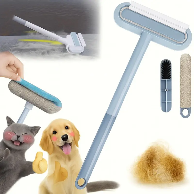 Upgraded Reusable Pet Hair Remover Brush - Deshedding Tool for Dogs/Cats, Eco-Conscious Grooming Accessory with Long-Reach Handle, Dual-Side Pickup, Washable Lint Cleaner, Compact & Lightweight, Multi-Surface Clean, Tight Spot/Corner Access,techvibes