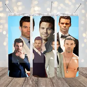 Daniel Gilles 20 Oz Skinny Tumbler Lid Straw Stainless Steel Drinkware Beverage Water Bottle cup tumblr perfect gift Elijah Mikaelson Originals