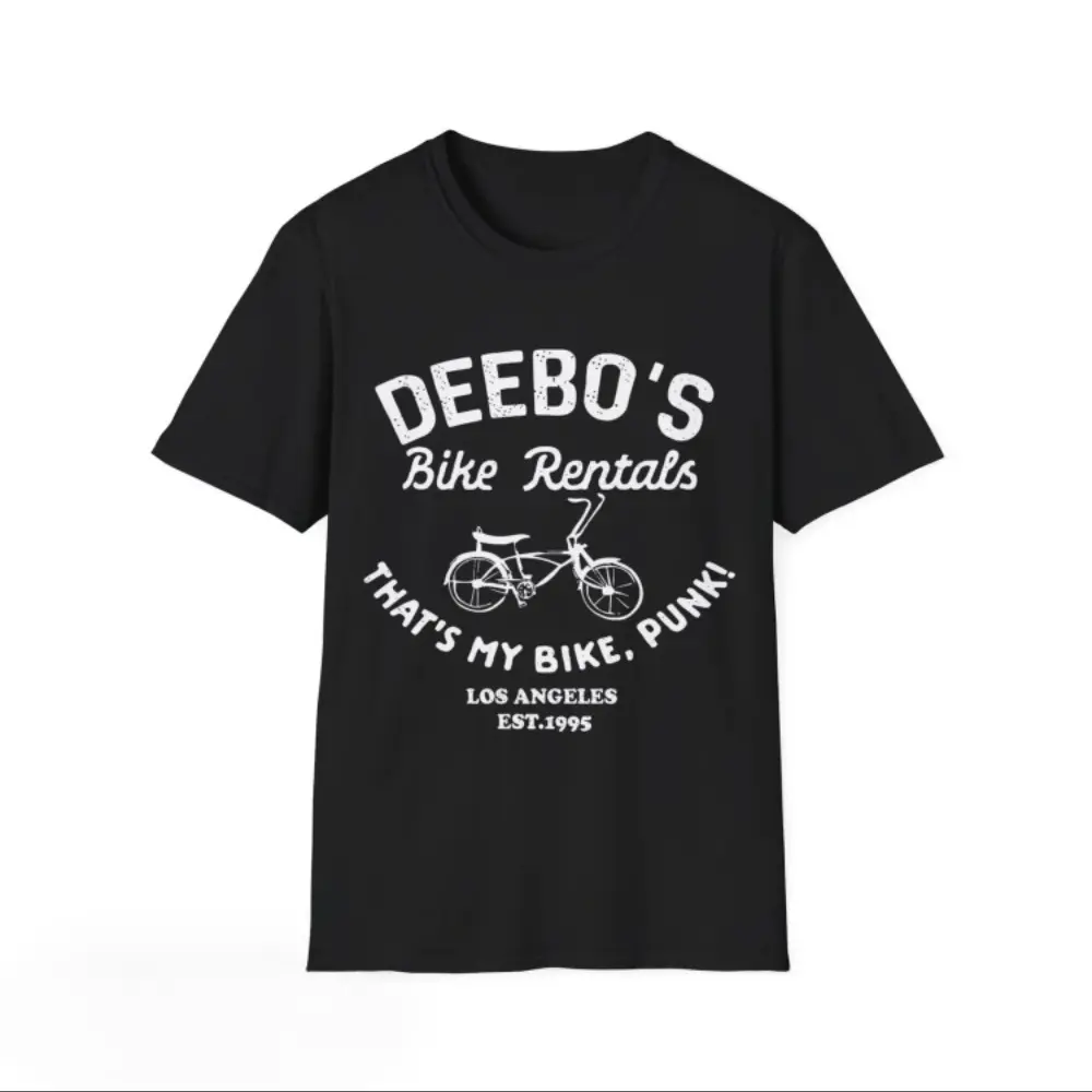 Deebo's Bike Rental 1995 Funny Graphic T-Shirt for Men, Vintage Style Casual Short Sleeve Top, Breathable 100% Cotton, Tshirt, Shortsleeve, Menswear, All Season, Machine Wash, Round Neck, Casual Tee