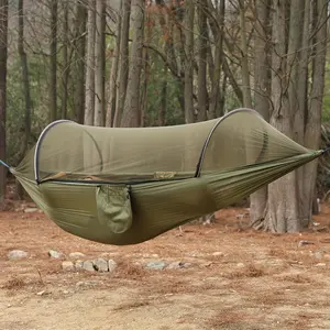 1pc Quick Setup Hammock with Mosquito Net, Nylon Knit Fabric, 80%+ Textile Material Content, Ideal for Outdoor Camping, Valentine's Day, Easter, Women's Day, Mother's Day, Ramadan, Forest Hammock | Mosquito Net Hammock | Durable Textile Hammock