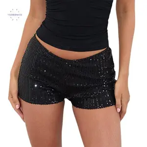 Women’s summer low-rise shorts with elastic waistband, street wear, sequined hot pants GARMENTARY