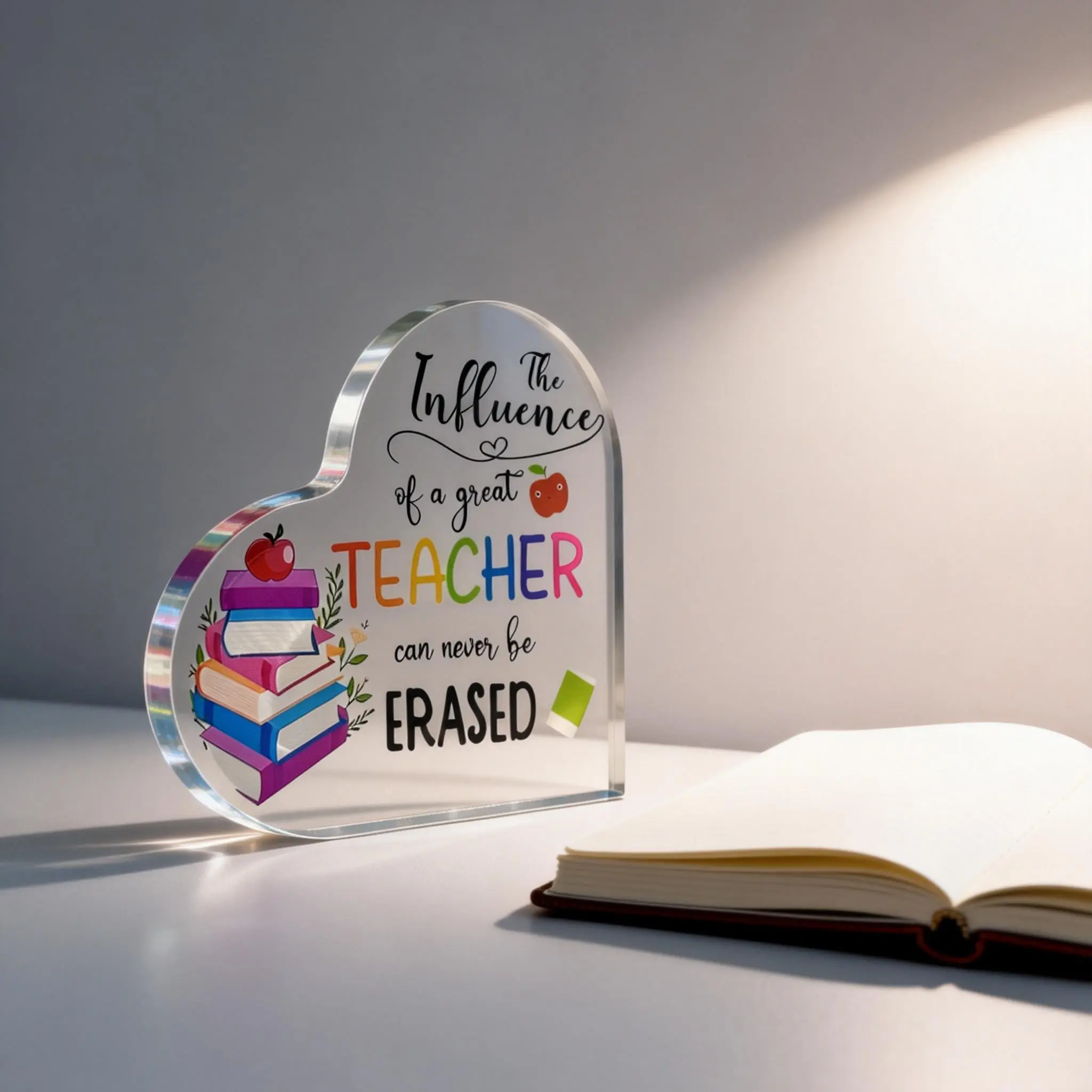 3.94x3.94in Glossy, Fade-Resistant, Waterproof Acrylic Decorative Plaque - Erased Design Inspirational Quote Sign, Acrylic Desktop Sign, Meaningful End-of-Year Teacher Gift, Home Office Decor (Mid-Year Sale)