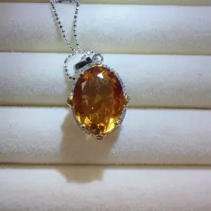 <PingEast Jewelry>Citrine /Amethyst scent-locket  pendant