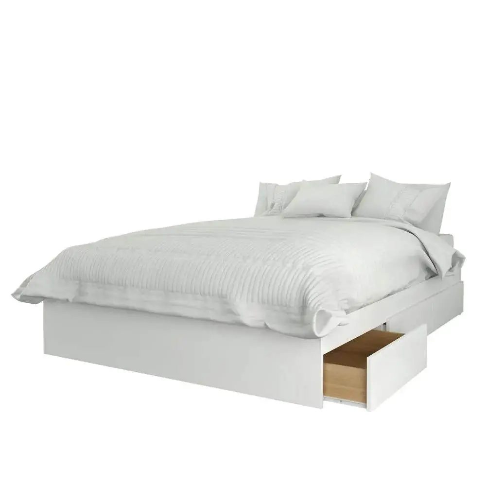 Merlin 3 Piece Full Size Bedroom Set, Walnut and White