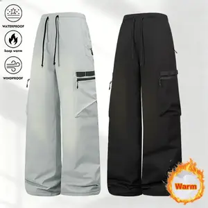 Men's heavyweight warm winter pants, graphene knee pads, adjustable waistband, thick pants with zippered pockets, suitable for skiing, outdoor activities, and cold weather, ideal for winter sports and casual wearRAIMENTRY