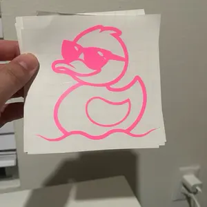 Duck Car Decal - Pink Duck Graphic on White Paper as Shown