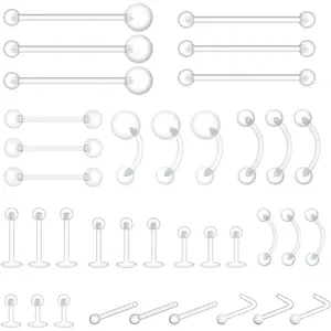 36 count Clear  Retainers Bioflex Plastic  for Nipple Tongue Nose Septum Eyebrow  Earrings Tragus Helix Cartilage Industrial Lip Labret Rings Studs For  Mri