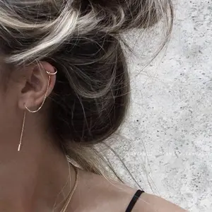 Earring Female Titanium Steel Ear Clip 2024 New Tide Ear Line Ear Chain Ear Bone Earrings Integrated Earrings