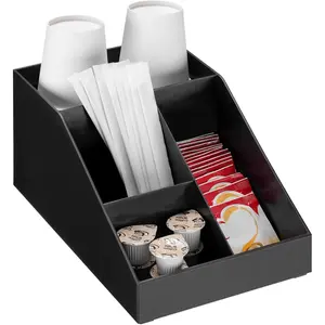 Coffee Station Organizer - 4 Compartment Coffee Bar for Office & Kitchen Countertop Organization