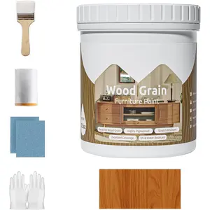 Wood Grain Furniture Paint 10.5oz with Tools - All-in-One No Need Prime No Need Varnish - Water-based & Low Odor - Outdoor & Indoor Wood Paint for Furniture and More