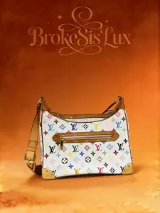 Pre-owned Louis Vuitton Multicolore Boulogne Bag in White Monogram & Vachetta Leather